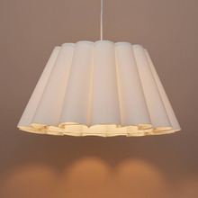 Clem White Fabric Scalloped Pendant Light