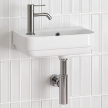 Sabina 450mm Gloss White Ceramic Wall Hung Basin with Overflow