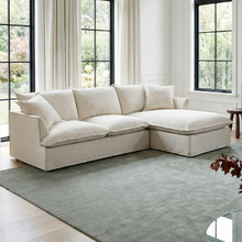 Cream Softy Premium 3 Seater Slipcover Sofa with Chaise