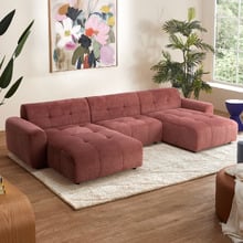 Quinn 5 Seater Chenille Modular Sofa with Double Chaise