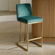 Green 65cm Ottie Velvet Bar Stool