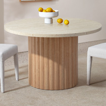 120cm Elodie Round Travertine-Look Dining Table