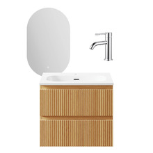 Panama 600mm Oak Vanity Package with Mixer & LED Mirror