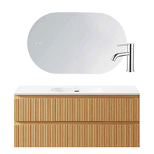 Panama 1200mm Oak Vanity Package with Mixer & LED Mirror