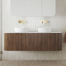 Nomad 1500mm Walnut Wall Hung Double Vanity
