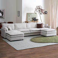 Coco 5 Seater Upholstered Semi-Compressed Modular Sofa & Ottoman Set