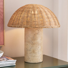 Benji Mushroom Cement & Rattan Table Lamp