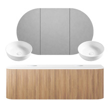 Nomad 1500mm Wall Hung Double Vanity with Basin & Shaving Cabinet Package