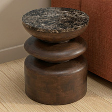 Eliza Emperador Marble & Mango Wood Side Table