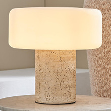 Emery Travertine-look & Glass Table Lamp