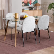 4 Seater Hayden Glass Dining Table & Herve Dining Chair Set