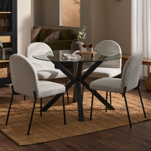 4 Seater Charlie Glass Dining Table & Herb Chair Set