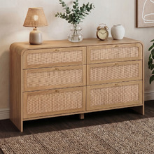 Maxine Curved Rattan 6 Drawer Chest