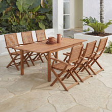 6 Seater Natural Lanai Wood Outdoor Extendable Dining Set