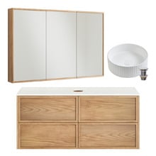 Cali 1200mm Above Counter Vanity Package with Mirrored Shaving Cabinet