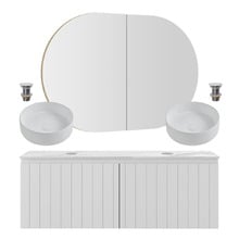 Belmont 1200mm Double Vanity Package with Oval Shaving Cabinet