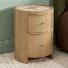 Romy 2 Drawer Marble & Mango Wood Bedside Table