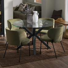 4 Seater Charlie Glass Dining Table & Petra Chair Set