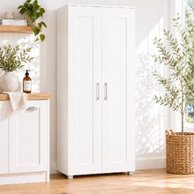 White Meecan Double Door Tall Cupboard