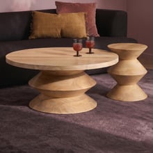 Axis Round Mango Wood Coffee & Side Table Set