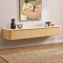 Talia Travertine-Look Wall-Mounted TV Unit