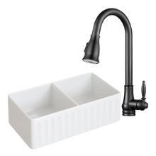 Bowral 830mm Double Fireclay Sink & Pull-Out Mixer Package