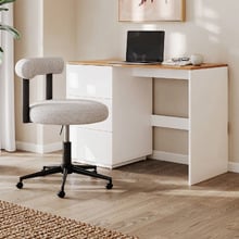 Hannon Boucle Office Chair & Brianna 3 Drawer Desk Set