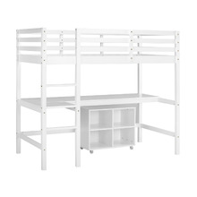 Hazel Pine Wood Single Loft Bed with Desk