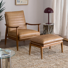 Aldric Genuine Leather Armchair & Ottoman Set