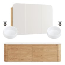 Boyd 1500mm Natural Wall Hung Vanity with Basin & Rectangular Shaving Cabinet Package