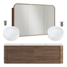 Boyd 1500mm Walnut Wall Hung Vanity with Basin & Rectangular Shaving Cabinet Package
