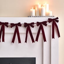 Long Velvet Bow Christmas Garland