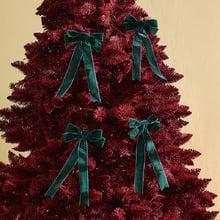 Long Velvet Bow Christmas Tree Clips (Set of 4)
