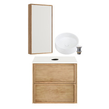 Cali 600mm Wall Hung Vanity with Basin & Oak Shaving Cabinet Package