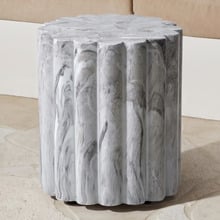 Flora Marble-look Outdoor Side Table