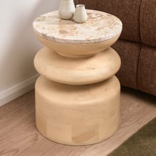 Eliza Marble & Mango Wood Side Table