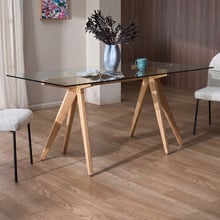 Rectangular Clear Top 160cm Trestle Dining Table