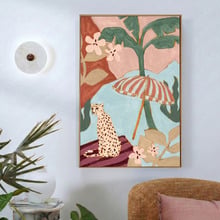 Leopard of Leisure Framed Canvas Wall Art