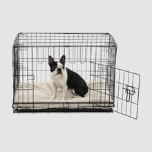 Beige Faux Fur Crate Dog Bed