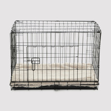 Beige Faux Fur Crate Dog Bed