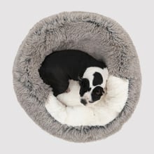 Snookie Hooded Donut Faux Chinchilla Dog Bed