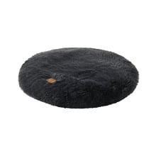 Charcoal Shaggy Faux Fur Round Pet Mat