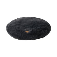 Charcoal Shaggy Faux Fur Round Pet Mat