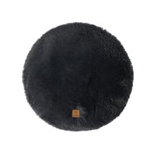 Charcoal Shaggy Faux Fur Round Pet Mat