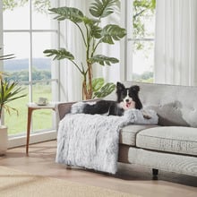 Shaggy Faux Fur Bolster Sofa Protector & Dog Bed