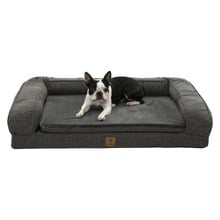 Grey Faux Linen Bolster Dog Sofa Bed