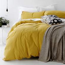 Misted Yellow Cotton Double Quilt Cover Set