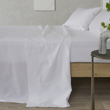 White Striped Organic Cotton Sheet Set