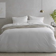 White Striped Organic Cotton Quilt Cover Set