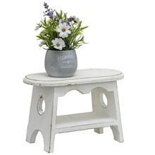 White Antique-Style Fir Wood Footstool